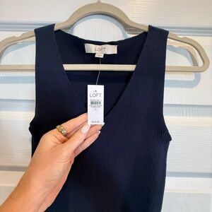 LOFT Dark Blue Ribbed Sleeveless Top